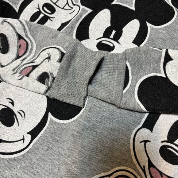 Disney Parks Mickey Mouse AOP Faces Crop Sweatshirt Women's S Gray Hoodie - Picture 4 of 11